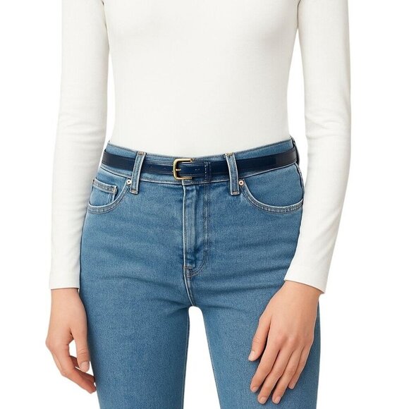 Miu Miu Blue Crinkled Patent Belt, Gold buckle,  Size 90/36\